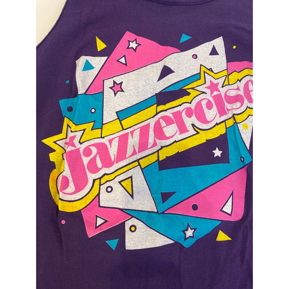 Vintage 1980’s Jazzercise Purple Tank Top Sz XL Women’s Graphic Print Hipster - Picture 10 of 10